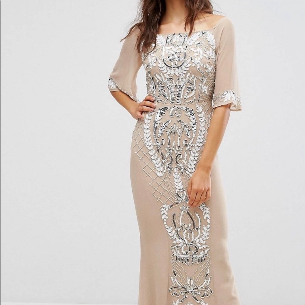 Sequin nude dress